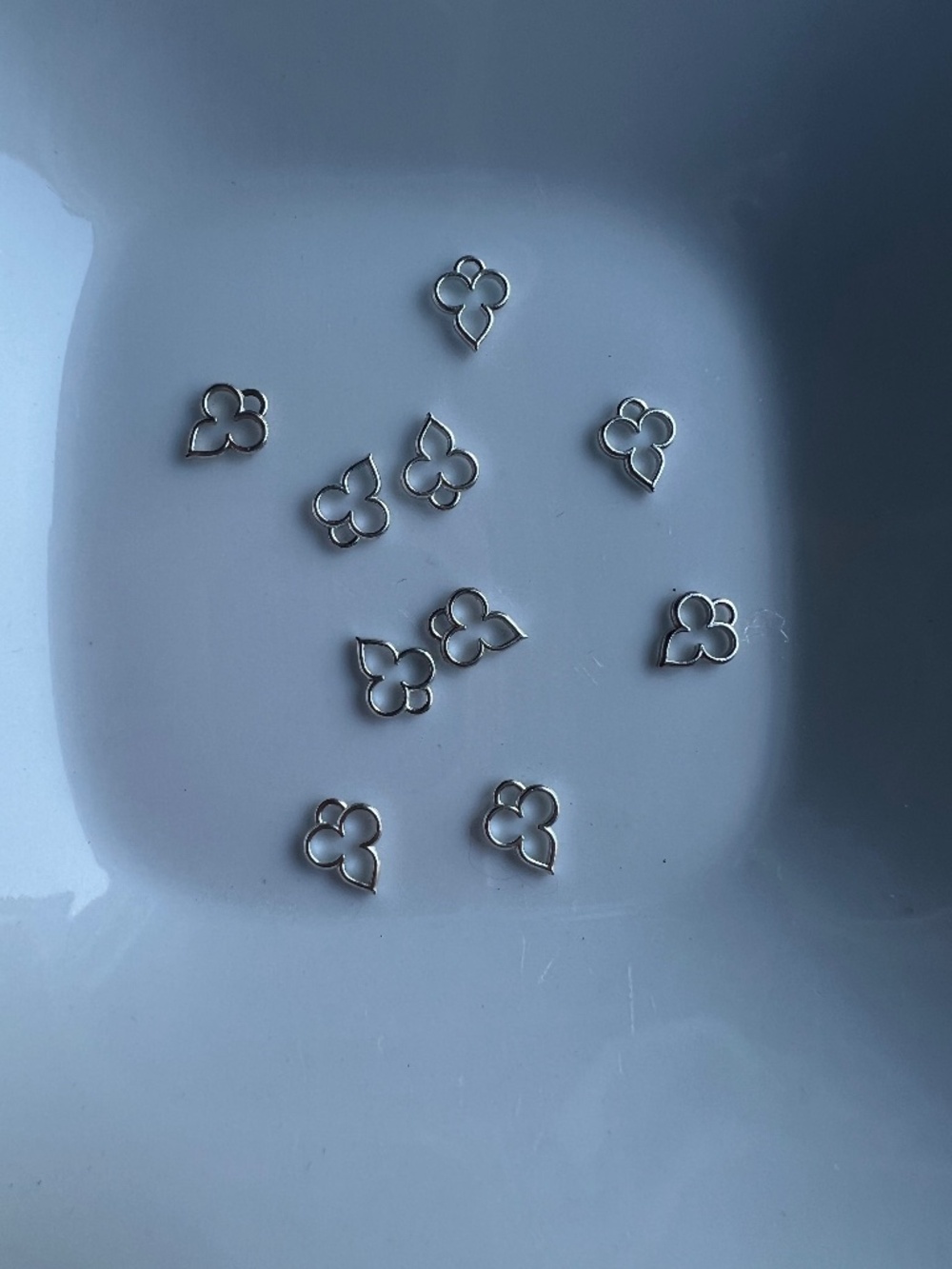 Sterling Silver Small Clover Charms for Jewelry Making - 10 Pieces